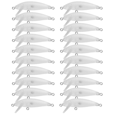 Lot 20 Hard Baits Unpainted Crankbait Blank Minnow Bass Fishing - Main Image