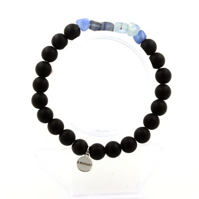 Minerals And Gemstones. Blue Cyanite Bracelet From Brazil + Onyx Beads
