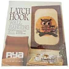 70s Rya WonderArt Owls Latch Hook Wall Hanging Kit 4869 Motherly Love NEW Retro