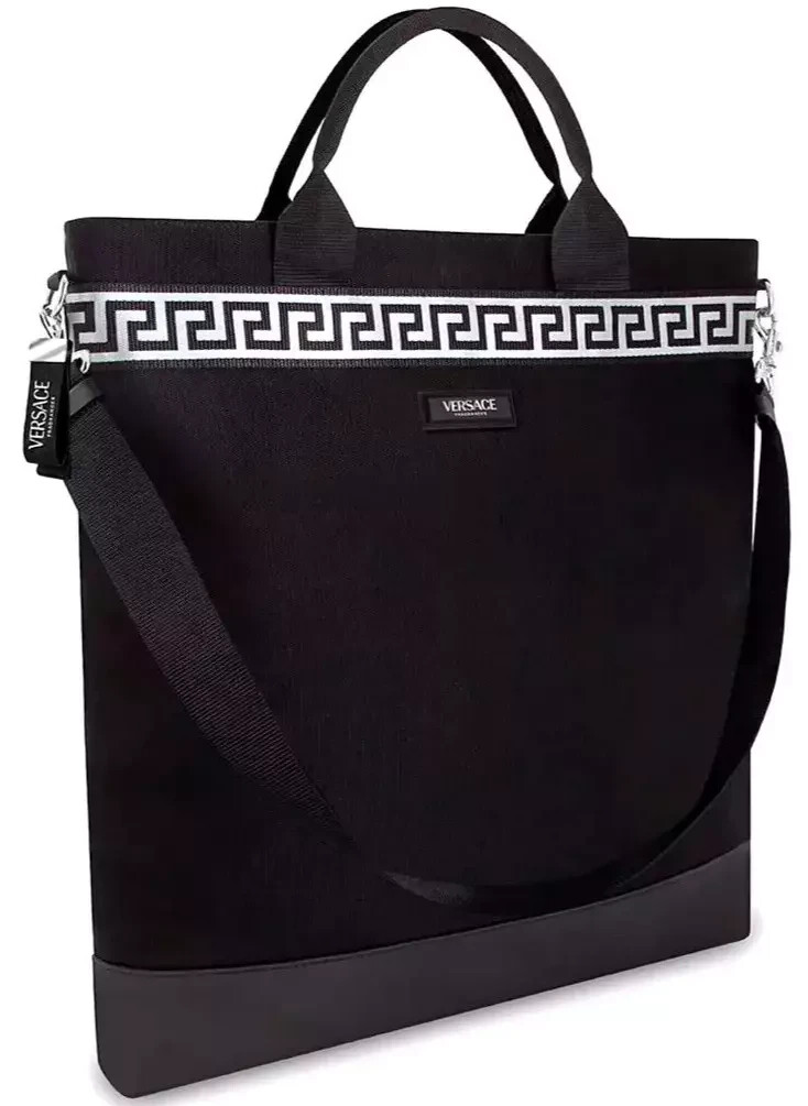 Versace Fragrances Black Canvas Bag Travel Handbag Overnight