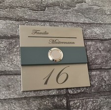 Edelstahl Klingelplatte  Türschild Türklingel Anthrazit incl. Wunschgravur 