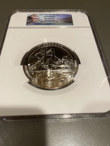2011 5 OZ SILVER 25C VICKSBURG NGC MS 69 DPL