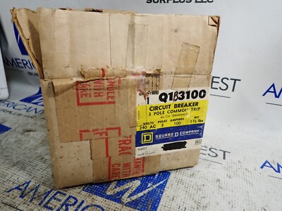 New in box Square D Q1B3100 3p 100 amp Q1B 240v Bolt on Obsolete Breaker