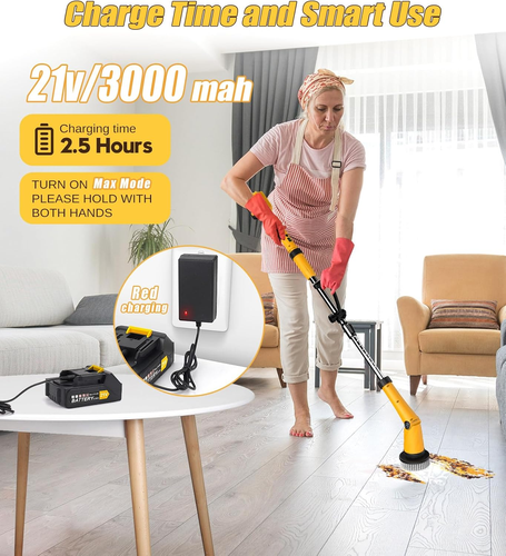 Electric Spin Scrubber Extra Large Brush Q3,6000 Mah Best Battery Power Scrubber - Picture 6 of 9