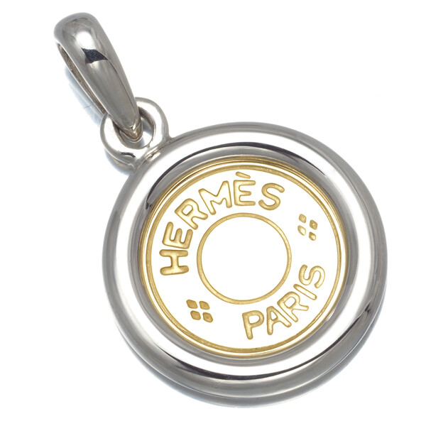 Auth HERMES Pendant Clou de Selle 18K 750 Yellow Gold/925