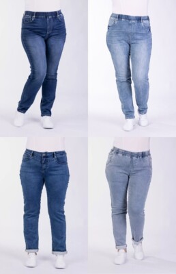 PURPLE LILY JEANS B- WARE BLAUTÖNE GROßE GRÖßEN JOGGPANTS GUMMIBUND SLIM NEU