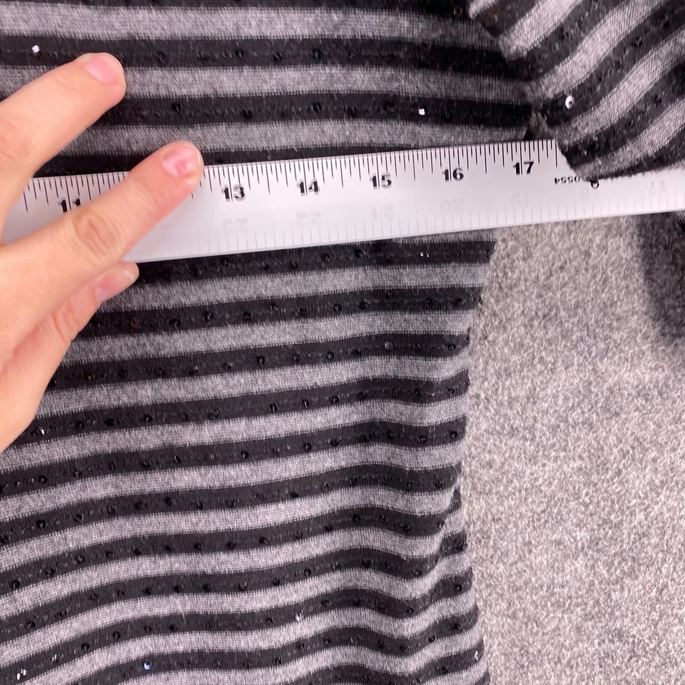 Vestido Express Mujer M Mediano Negro Rayas Cambio Midi Forrado Manga Larga Lentejuelas Foto 3 de 4