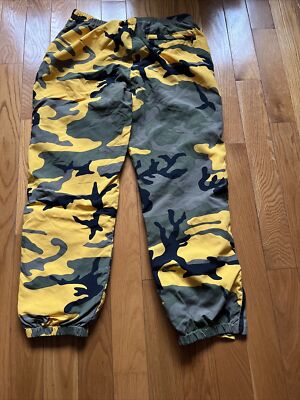 Used Supreme Warm Up Pants Camo Yellow Medium FW 2017