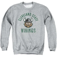 Cleveland State Adult Crewneck Sweatshirt Vikings Logo, Athletic Heather, S-3XL