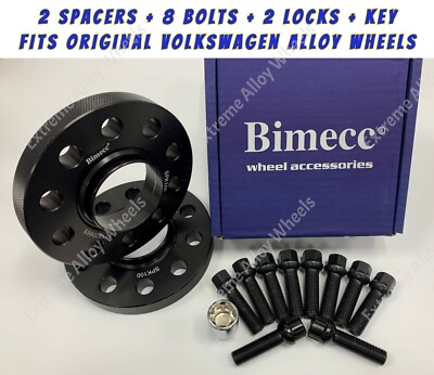 Schwarze Spurverbreiterungen 12mm für VW Atlas Caddy Eos Golf + Radiusschrauben + Schlösser 57