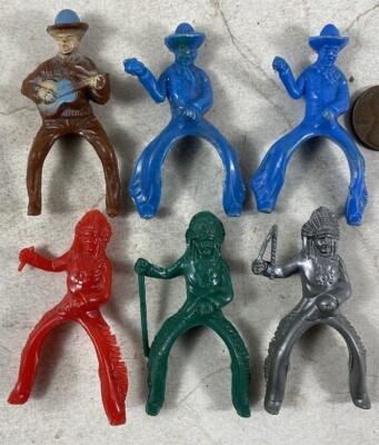 Lot of Vintage 1940's-50's Hard Plastic Cowboys & Indians Ridding