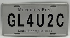 Promotional 2006 Mercedes-benz License Plate Gl4u2c Glc Gl C Class Metal Promo