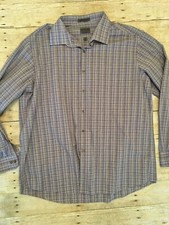 Arrow Wrinkle Free Men's Slim Fit Dress Shirt 17 1/2 - 34/35 Purple Plaid EUC -