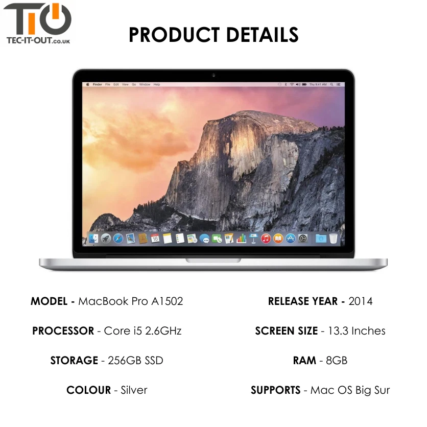 Apple MacBook Pro 13" Inch 2014 | Intel Core i5-4278U 256GB SSD 8GB RAM | A1502 - Image 2 of 4