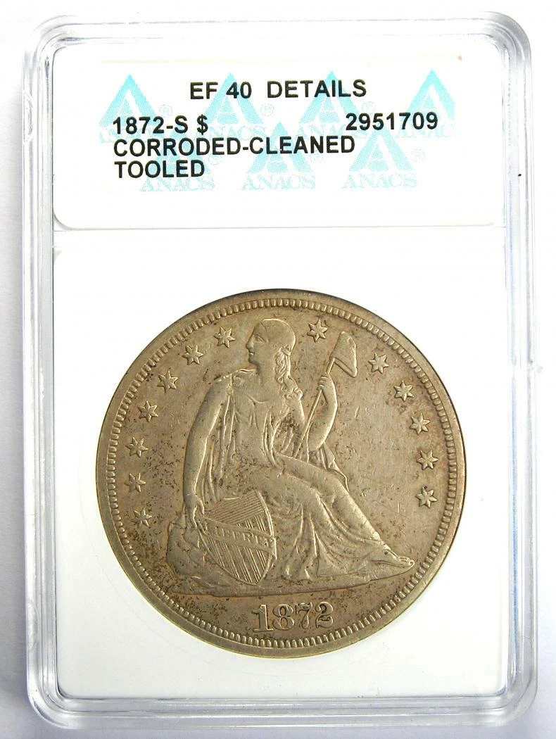 1872-S Seated Liberty Silver Dollar $1 Coin - ANACS XF40 Details - Rare S  Mint ! | eBay