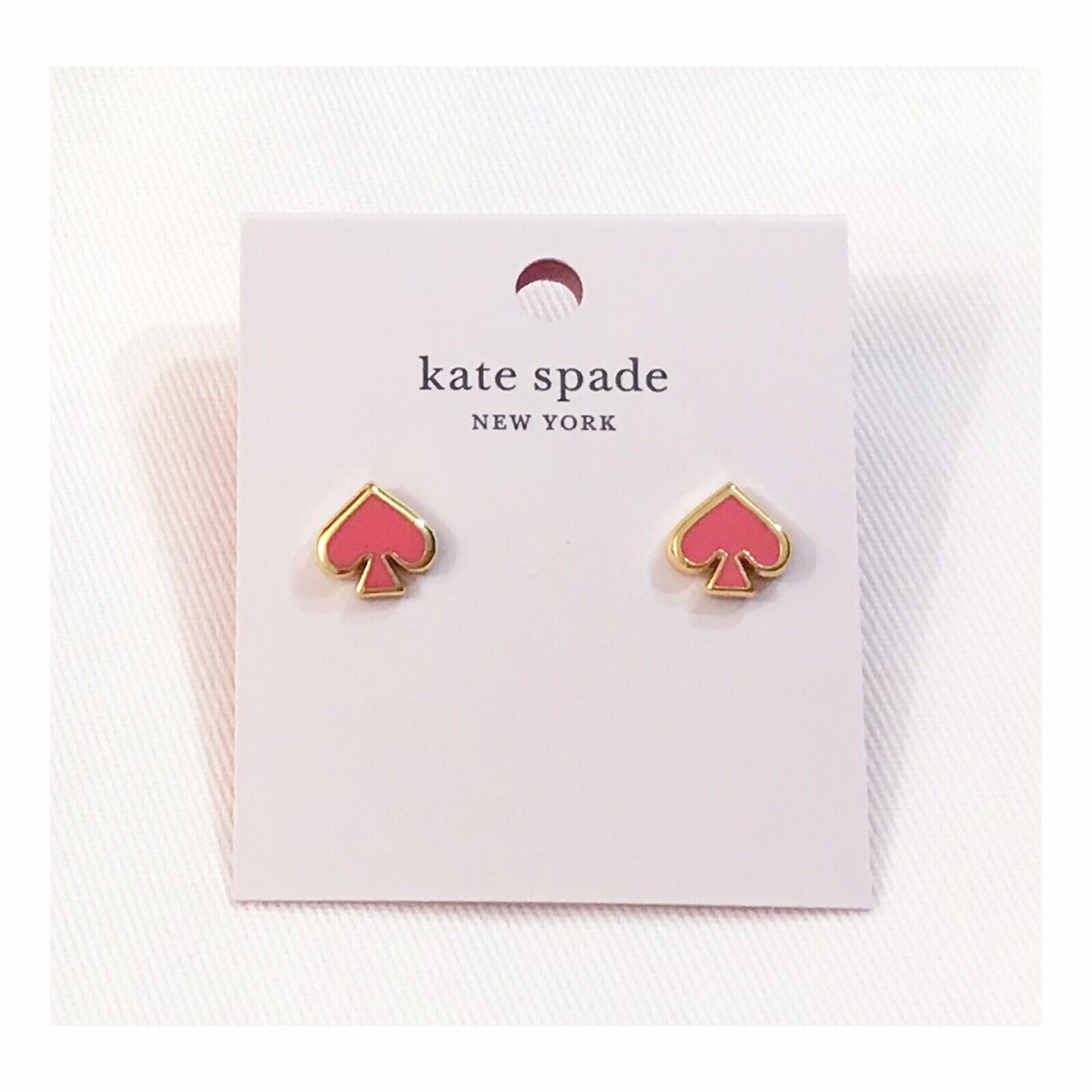 NWT Kate Spade EVERYDAY SPADE 12-K Gold Plated Coral Enamel Fill Stud  Earrings 767883595565 | eBay