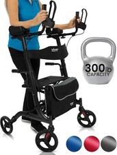 Vive Mobility Upright Walker with Seat - Stand Up Rollator, Arm Rests Heavy Duty