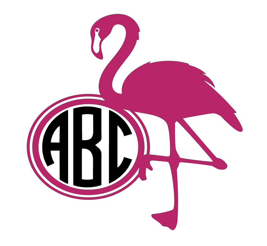 Flamingo 3 Letter Initial Monogram Personalized Vinyl Decal Sticker a3589