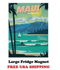 P113 LARGE Vintage Maui Hawaii Travel Poster Nice Refrigerator Magnet