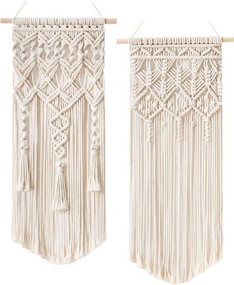Mkono 2 Pcs Macrame Wall Hanging 28x13 Inch Boho for Bedroom