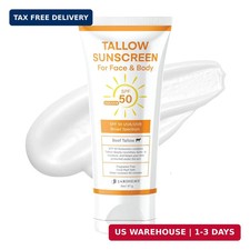Beef Tallow Sunscreen SPF 50 with Mineral : Instant Sun Protection Non Nano Zinc