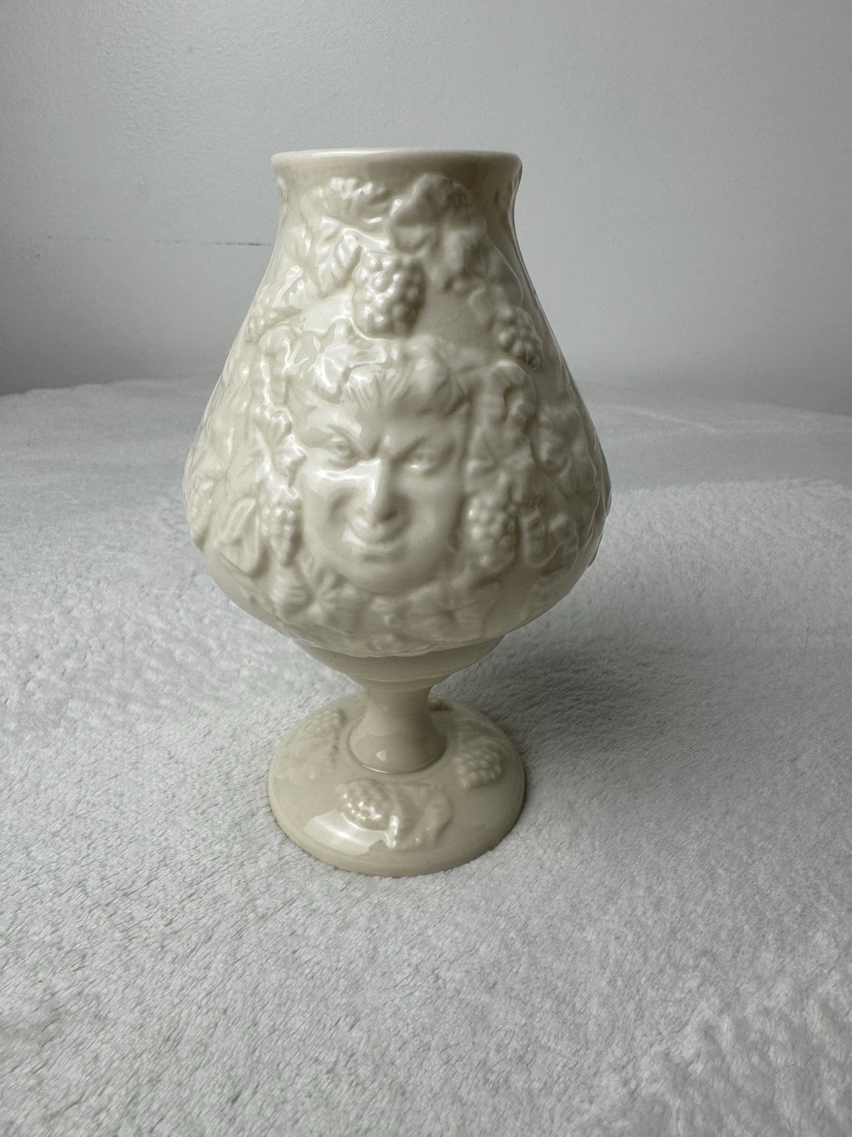 Belleek Porcelain Face Mask Bacchus Hurricane Fairy Lamp Votive Candle Holder