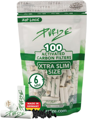 PURIZE Aktivkohlefilter Xtra Slim 100er Beutel Weiß Kokosnuss Premium FilterTips