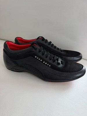 Hugo Boss Sneakers HB Racing Shoes, Black Leather, Size EU 39/US 6.5 or 7
