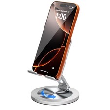 Phone Stand for Desk, 360 Rotating Dual Adjustable Foldable Holder, Heavy So...