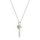 925 Sterling Silver 4MM Heart Shaped Citrine Cross Pendant with 0.01 cttw Diamon — photo 2