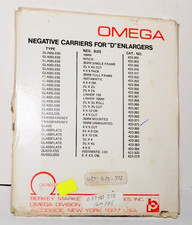 OMEGA NEGATIVE CARRIER-FOR MODEL D ENLARGERS-35MM UNMOUNTED- 423-372