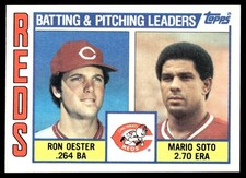 1984 Topps Batting Pitching Leaders Ron Oester Mario Soto Cincinnati Reds #756