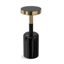 SIMPLIHOME Frannie Modern Contemporary 10" Wide Metal Side Table in Gold / Black