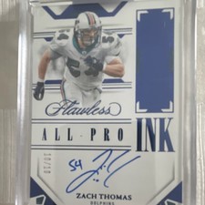 2023 Panini Flawless All-Pro Ink Zach Thomas Sapphire /10 Autograph