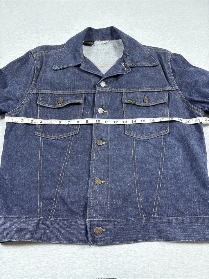 VINTAGE 70s Sears Genuine Roebucks Selvedge Denim Dark Jean Jacket Men 42 - Image 4 of 4