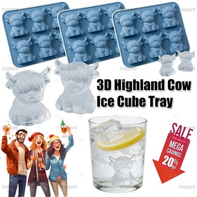 3D Highland Cow Ice Cube Tray, Large Silicone Fun Shapes Ice Cube Mold for Whisk