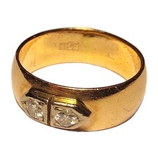 Gold Ring 14 Karat 583 Rotgold 2 Brillanten Diamant Goldschmuck !