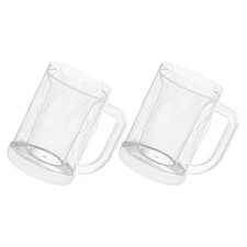 2 Pcs Freezer Mugs for Beer Cups Glasses with Handles Double Wall