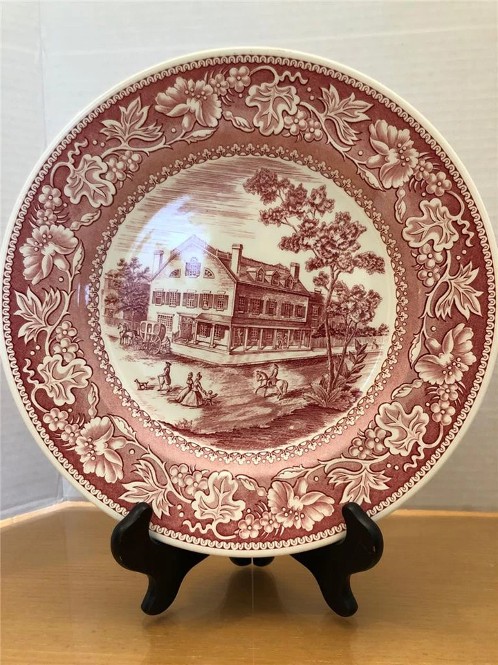 Juego de 10 Wedgewood Primera Edición Rojo Transferware Ciudad de Nueva York Raro Hallazgo Foto 2 de 4