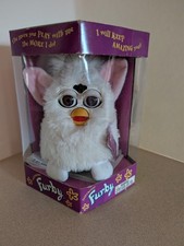 Furby White Snowball 1998 Tiger/Hasbro Model 70-800 Rare Brown Eyes "Working"