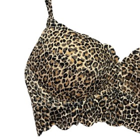 Victoria Secret PINK Bra Medium 34C-D Leopard Print Lace Bralette Padded Wire