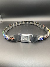 LE Little Earth Soda Pop Bottle Cap Belt w/ Seatbelt Clasp 34  Med. w/ Opener