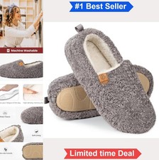 Women Slippers Memory Foam Faux Fur Warm Winter House Shoes Non-Slip Indoor