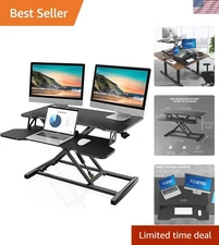 Sturdy 32-inch Sit to Stand Desk - Ideal for Dual Monitors & Productivity