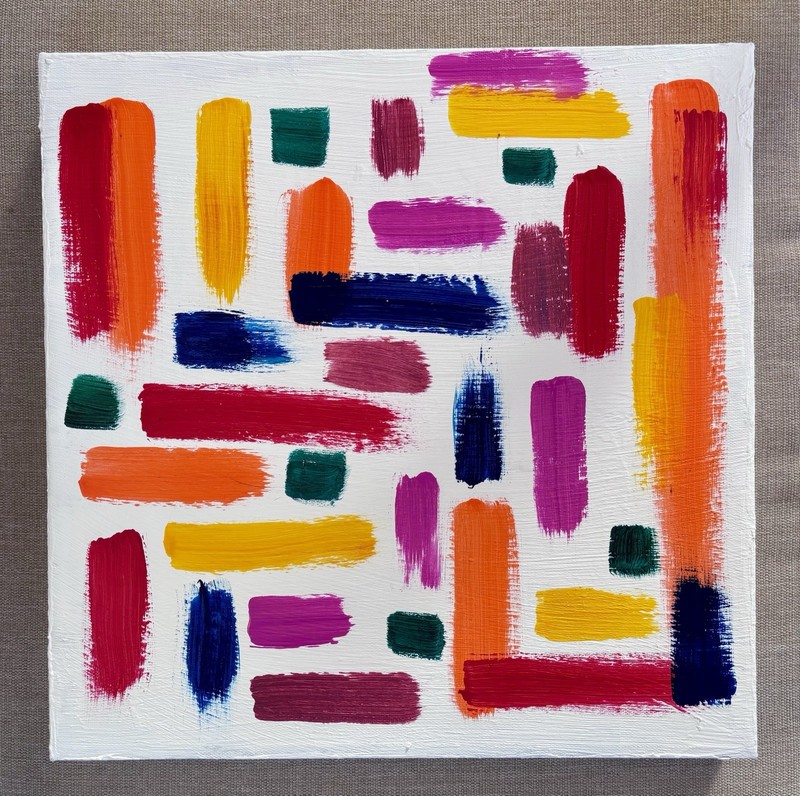 Original Acrylic Abstract Painting On RePurposed Canvas 12x12, 