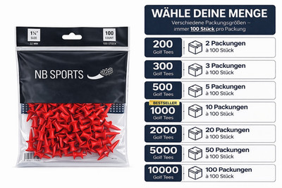 Golf Tees Kunststoff 32mm Step Tee Golftees Abschlag Tee Abschlagstift kurz rot