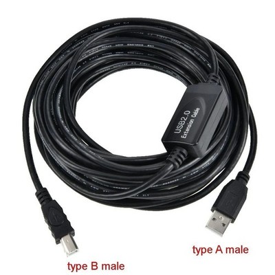 30Ft (30 Feet) USB 2.0 Male A to Male B Active Repeater Printer Scanner Cable