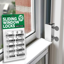10 Pack Window Locks for Vertical Horizontal Windows, Adjustable No-Drill Stop