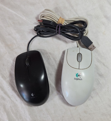Lot Of 2 - LOGITECH Tested Wired USB Computer Mouse M-BJ58 + B100