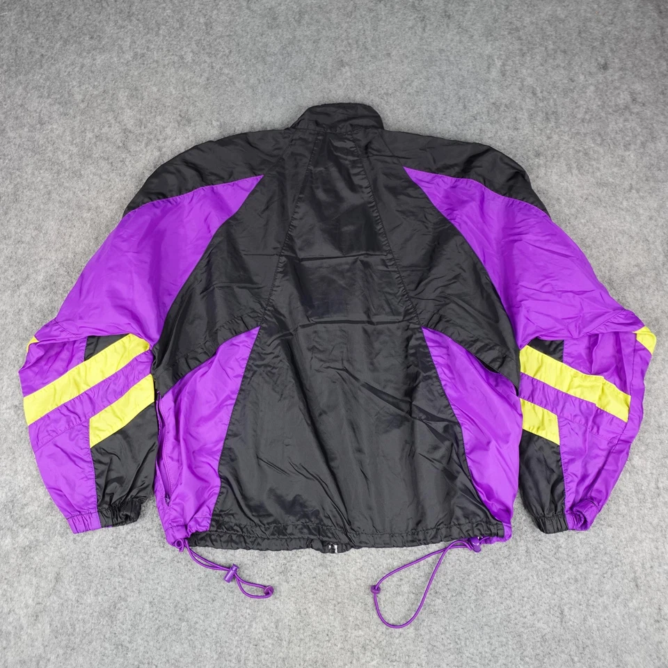 Chaqueta cortavientos vintage Nike para hombre grande negra púrpura amarilla diente de tiburón años 90 Foto 2 de 4